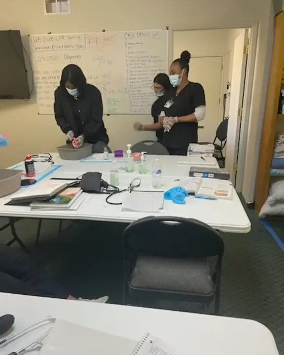 Students working through skills stations in the classroom
